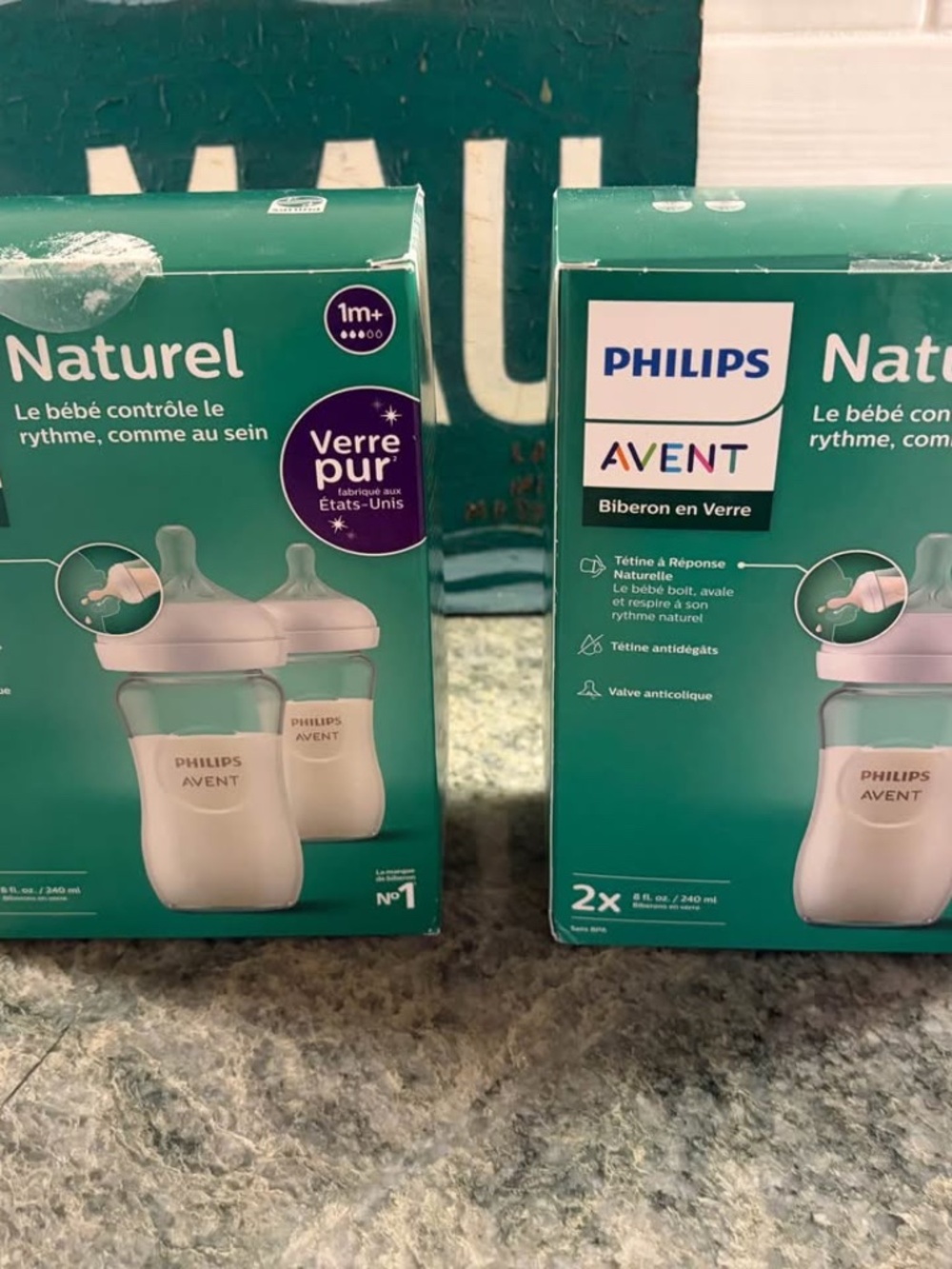 5 Piece Philips Avent Natural Glass Baby Bottles (8 oz bottles)